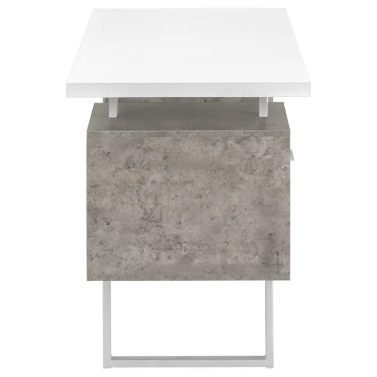 Monarch Computer desk - 3 storage drawers / reversible / floating desktop - 60"l - wh - White Discount