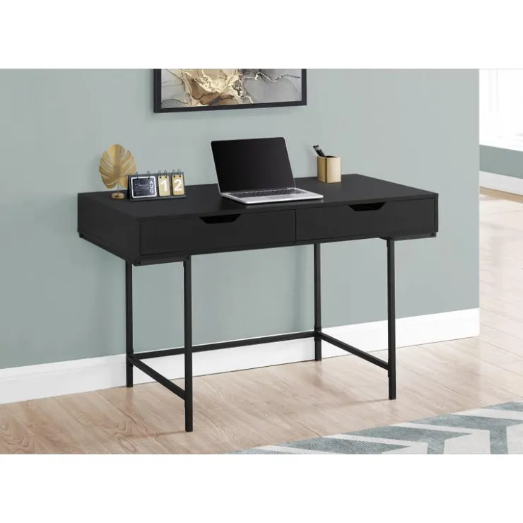 Monarch Computer desk - 2 storage drawers / recessed metal legs - 48"l - / blac - Black Discount
