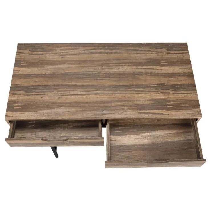 Monarch Computer desk - 2 storage drawers / recessed metal legs - 48"l - reclai - Brown Hot