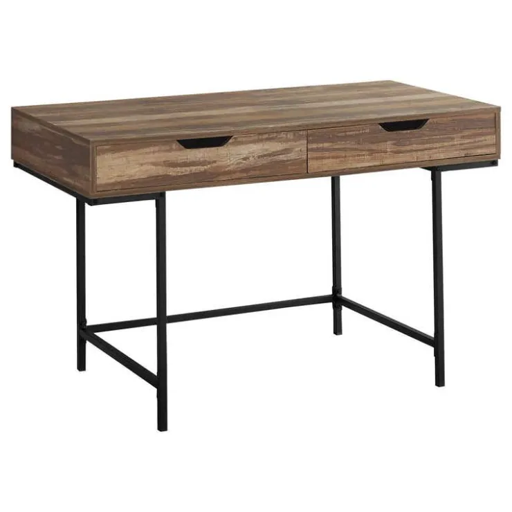 Monarch Computer desk - 2 storage drawers / recessed metal legs - 48"l - reclai - Brown Hot