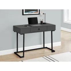 Monarch Computer desk - 1 storage drawer / metal base - 42"l - modern / black - Grey