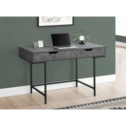 Monarch Computer desk - 2 storage drawers / recessed metal legs - 48"l - stone-l - Grey Online