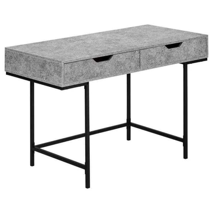 Monarch Computer desk - 2 storage drawers / recessed metal legs - 48"l - stone-l - Grey Online
