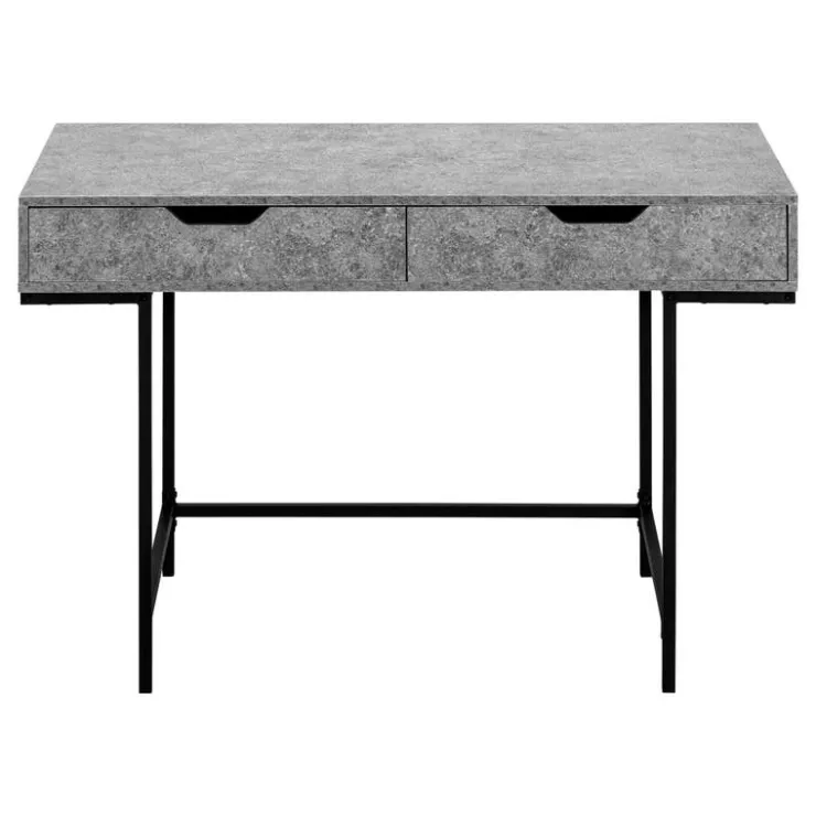 Monarch Computer desk - 2 storage drawers / recessed metal legs - 48"l - stone-l - Grey Online
