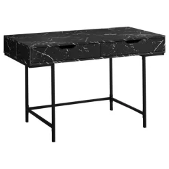 Monarch Computer desk - 2 storage drawers / recessed metal legs - 48"l - marble - Black