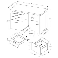 Monarch Computer desk - 3 storage drawers / left or right setup / floating desktop - - Taupe Discount