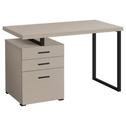 Monarch Computer desk - 3 storage drawers / left or right setup / floating desktop - - Taupe Discount