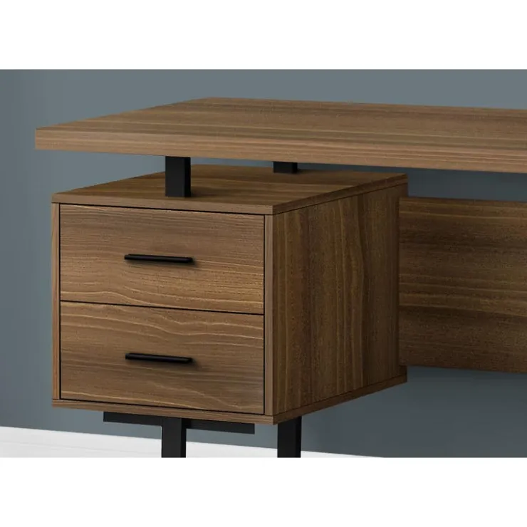 Monarch Computer desk - 3 storage drawers / reversible / floating desktop - 60"l - wa - Walnut Hot