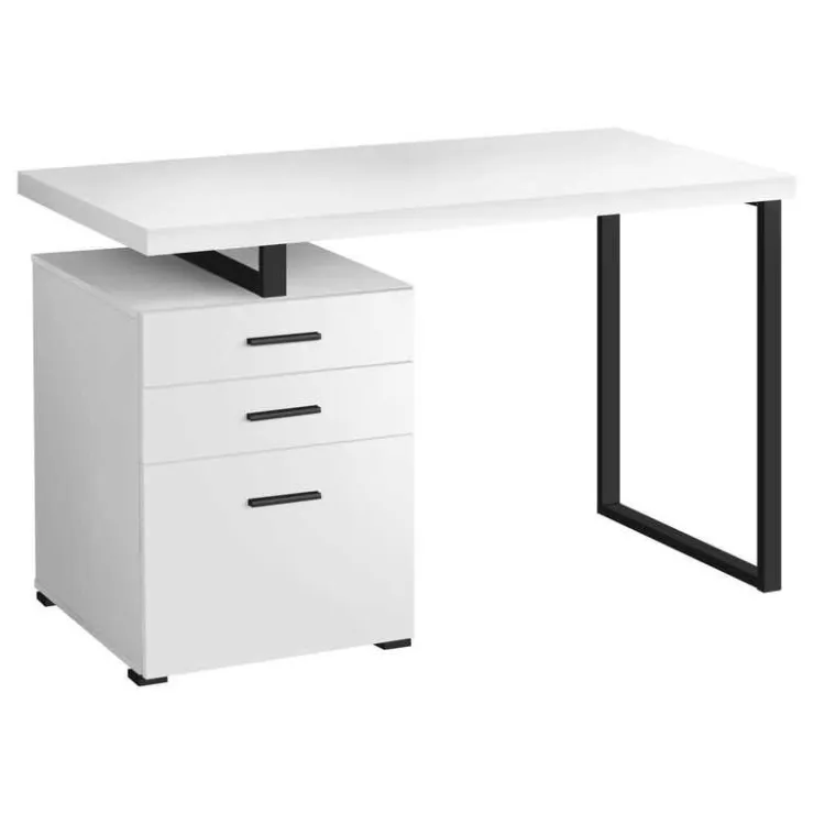 Monarch Computer desk - 3 storage drawers / left or right setup / floating desktop - - White