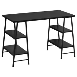 Monarch Computer desk - 3 tiers / 4 open shelves / sawhorse style - 48"l - / bl - Black Online