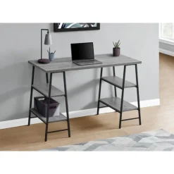 Monarch Computer desk - 3 tiers / 4 open shelves / sawhorse style - 48"l - wood- - Grey Hot