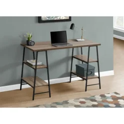 Monarch Computer desk - 3 tiers / 4 open shelves / sawhorse style - 48"l    - Dark Taupe Online