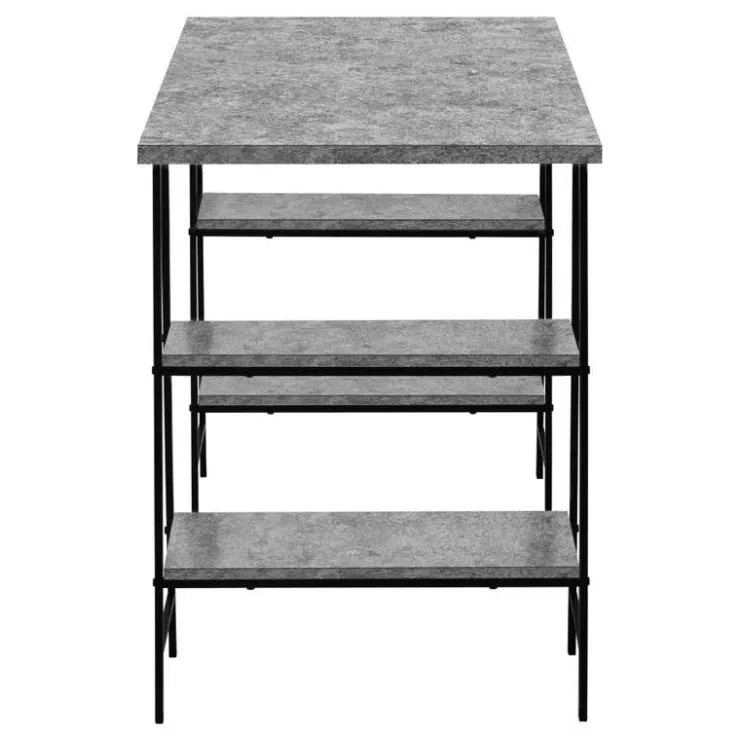 Monarch Computer desk - 3 tiers / 4 open shelves / sawhorse style - 48"l - stone - Grey Discount