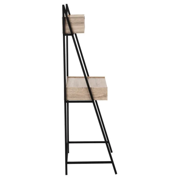 Monarch Computer desk - 2 tiers / 4 storage drawers / ladder style - 32"l - dark taup - Dark Taupe New