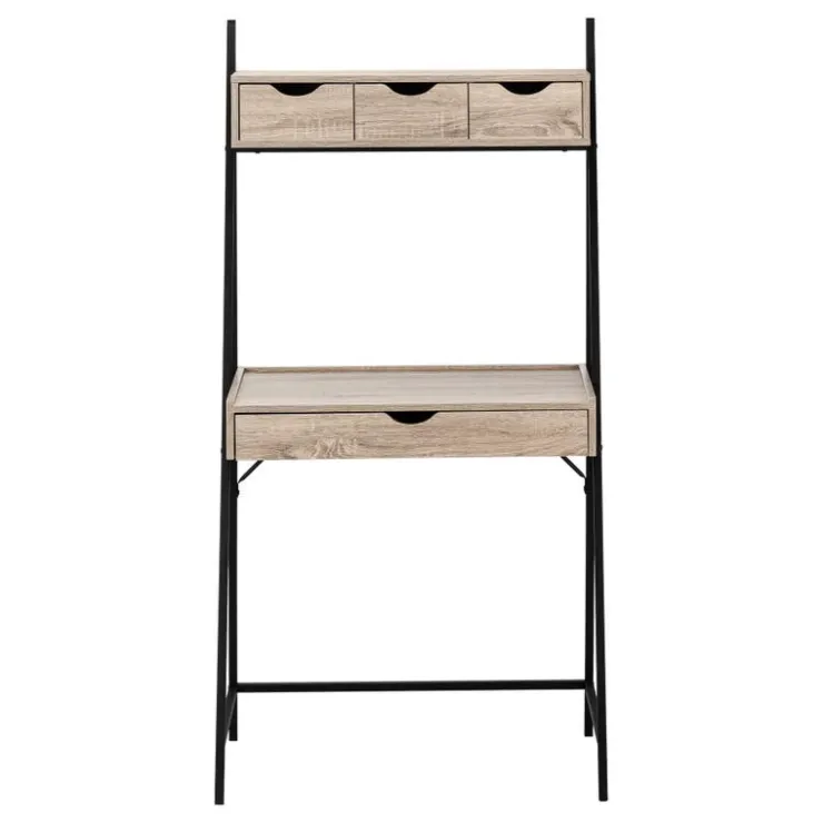 Monarch Computer desk - 2 tiers / 4 storage drawers / ladder style - 32"l - dark taup - Dark Taupe New