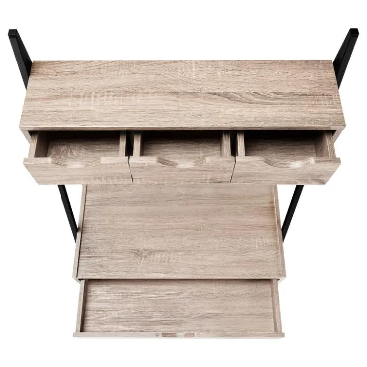 Monarch Computer desk - 2 tiers / 4 storage drawers / ladder style - 32"l - dark taup - Dark Taupe New