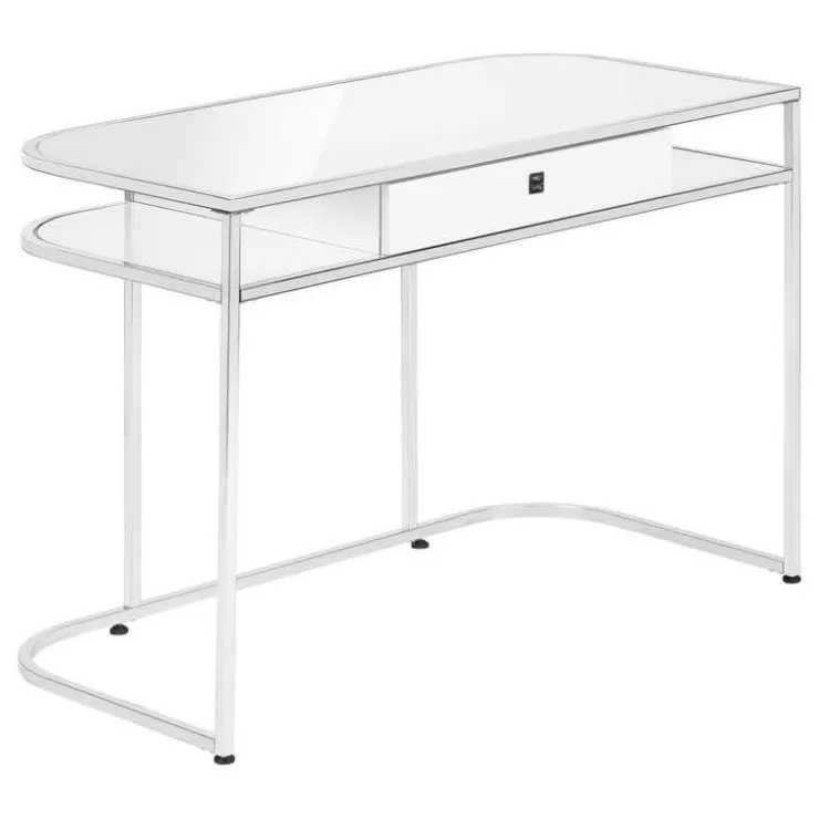 Monarch Computer desk - 2 tiers / 1 storage drawer / 2 open shelves / contemporary st - White Discount