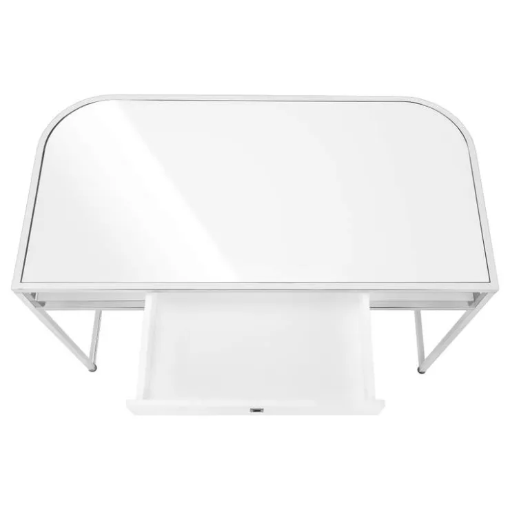 Monarch Computer desk - 2 tiers / 1 storage drawer / 2 open shelves / contemporary st - White Discount