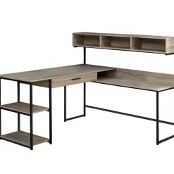 Monarch Computer desk - dark / black metal corner - Taupe Online