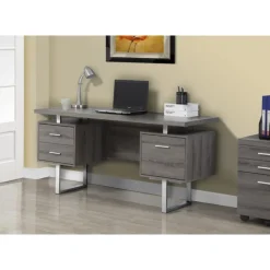 Monarch Computer desk / and silver metal - Dark Taupe Hot