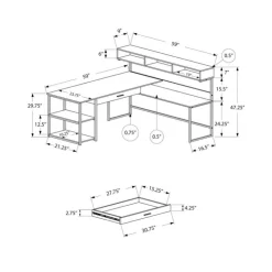 Monarch Computer desk - / black metal corner - Grey