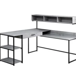 Monarch Computer desk - / black metal corner - Grey
