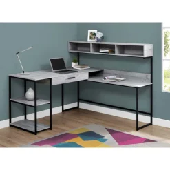 Monarch Computer desk - / black metal corner - Grey
