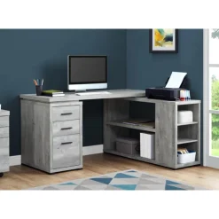 Monarch Computer desk - reclaimed wood l/r facing corner - Grey Discount