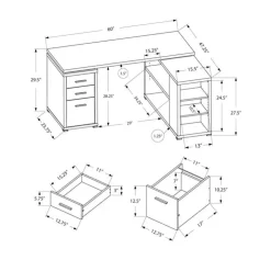 Monarch Computer desk - reclaimed wood l/r facing corner - Grey Discount