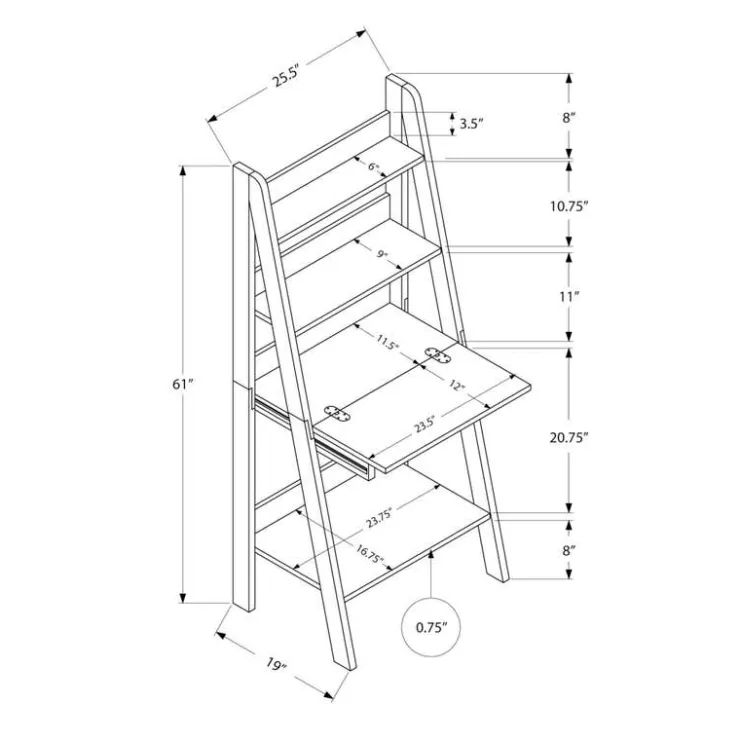 Monarch Computer desk - 61"h / ladder style - Espresso Outlet