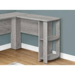 Monarch Computer desk - industrial l-shaped corner/2 shelves - Grey Online