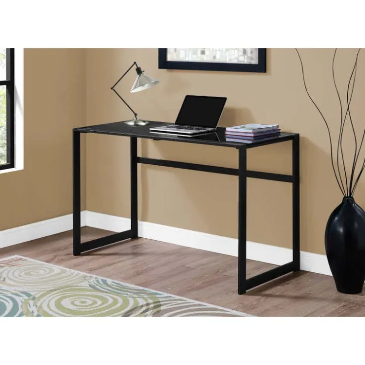 Monarch Computer desk - 48"l / metal / tempered glass - Black New