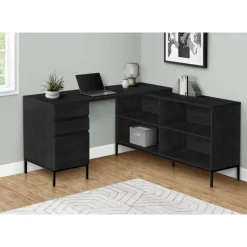Monarch Computer desk - 60"l / oak l-shaped corner - Black Outlet