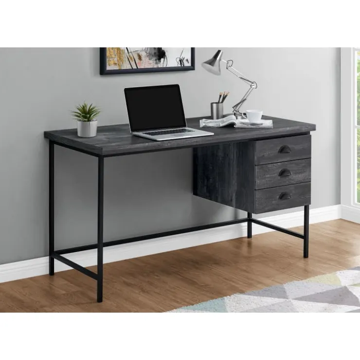 Monarch Computer desk - 55"l / reclaimed wood / metal - Black Hot