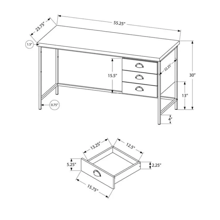 Monarch Computer desk - 55"l / reclaimed wood / metal - Black Hot