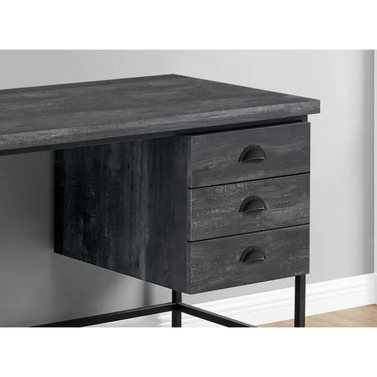 Monarch Computer desk - 55"l / reclaimed wood / metal - Black Hot