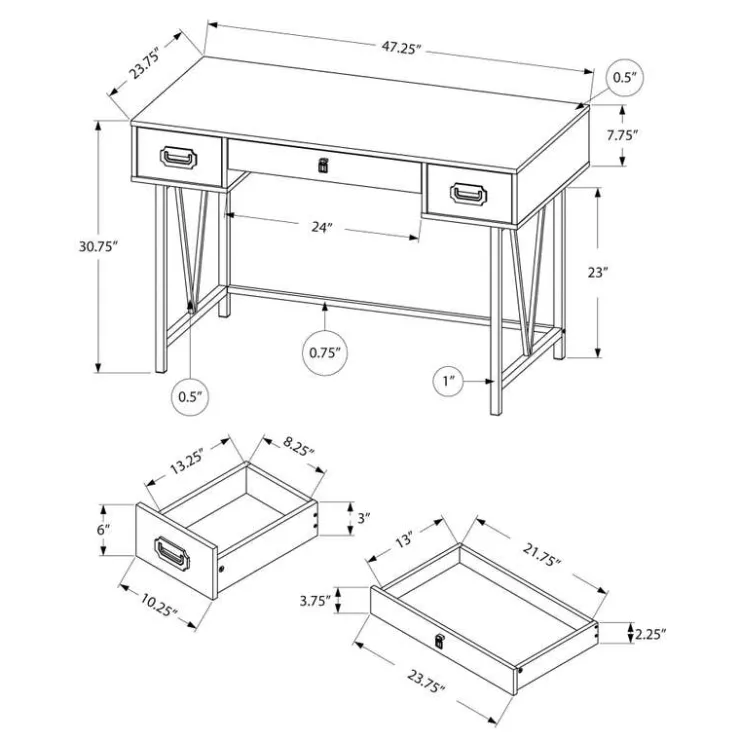 Monarch Computer desk - 48"l / reclaimed wood / black metal - Brown Online