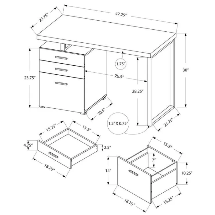 Monarch Computer desk - 48"l / reclaimed wood / black metal - Brown