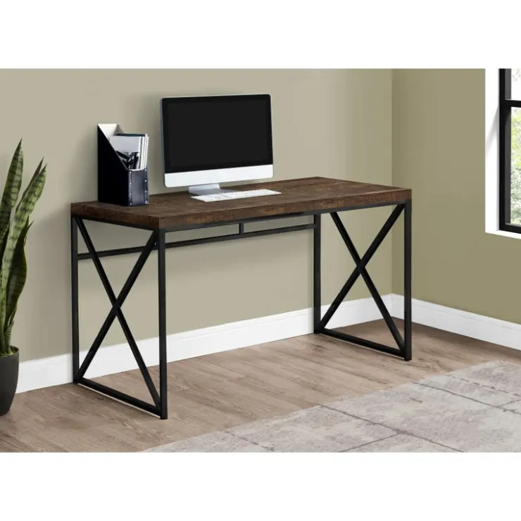 Monarch Computer desk - 48"l / reclaimed wood / black metal - Brown New