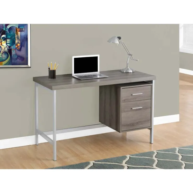 Monarch Computer desk - 48"l / / silver metal - Dark Taupe New