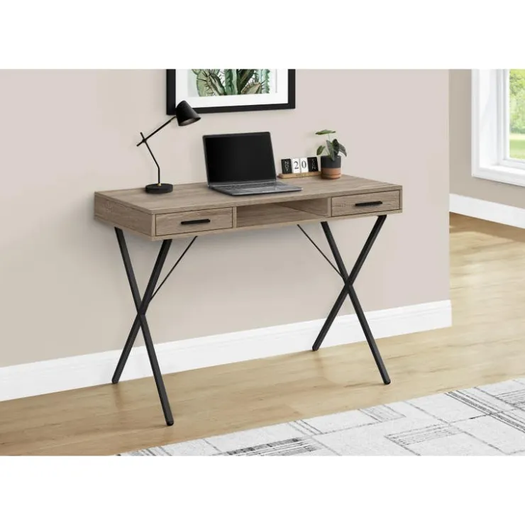 Monarch Computer desk - 42"l / / black metal - Dark Taupe Sale
