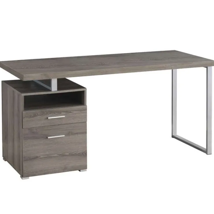 Monarch Computer desk - 60"l / / silver metal - Dark Taupe Hot