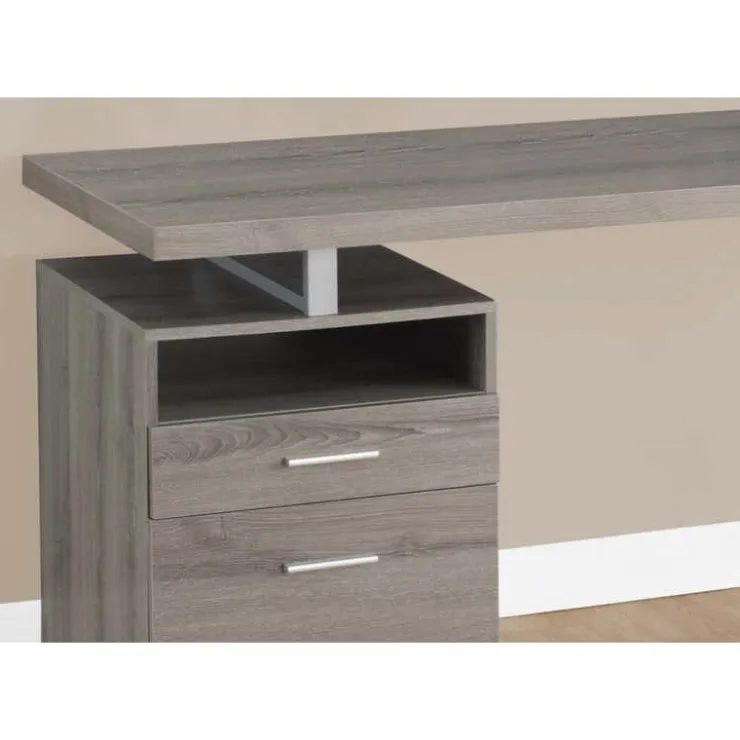 Monarch Computer desk - 60"l / / silver metal - Dark Taupe Hot