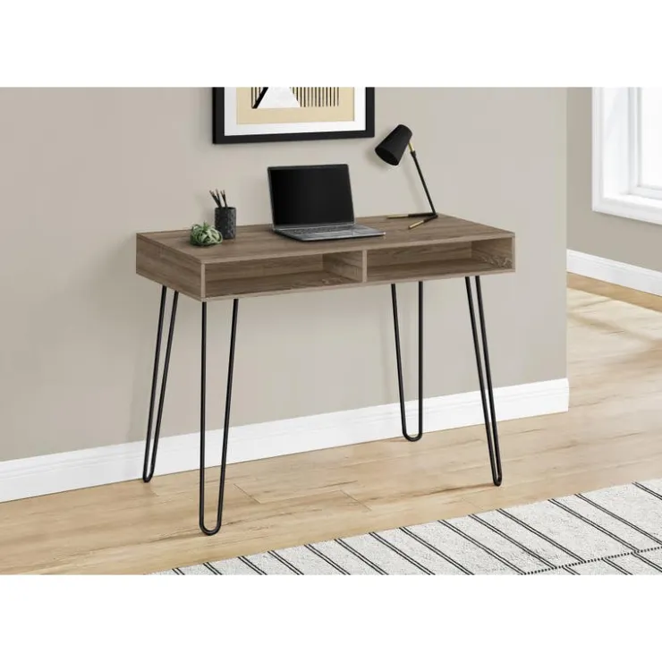Monarch Computer desk - 40"l / / black metal - Dark Taupe Discount