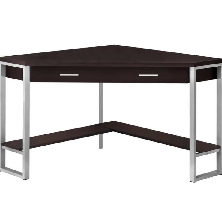 Monarch Computer desk - 42"l / corner / silver metal - Espresso New