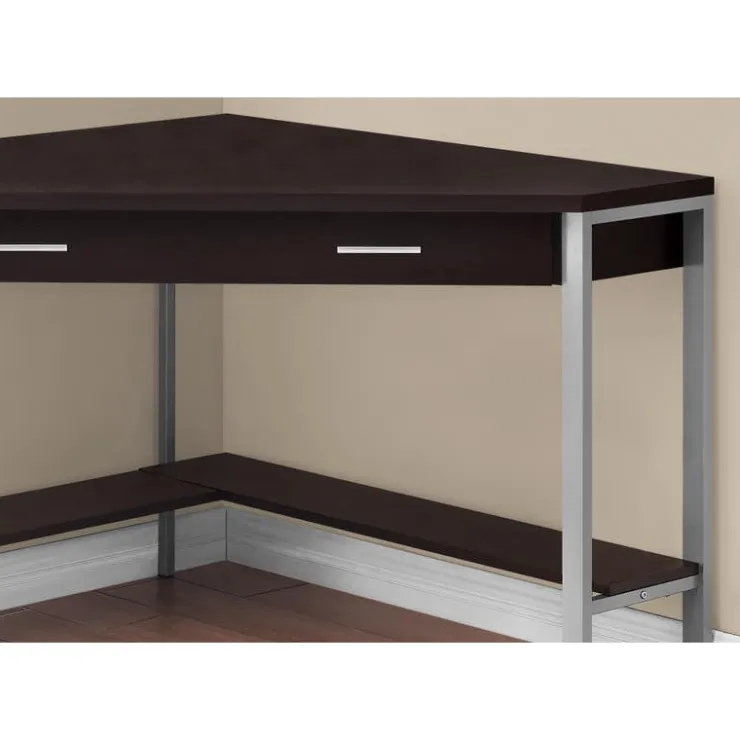 Monarch Computer desk - 42"l / corner / silver metal - Espresso New