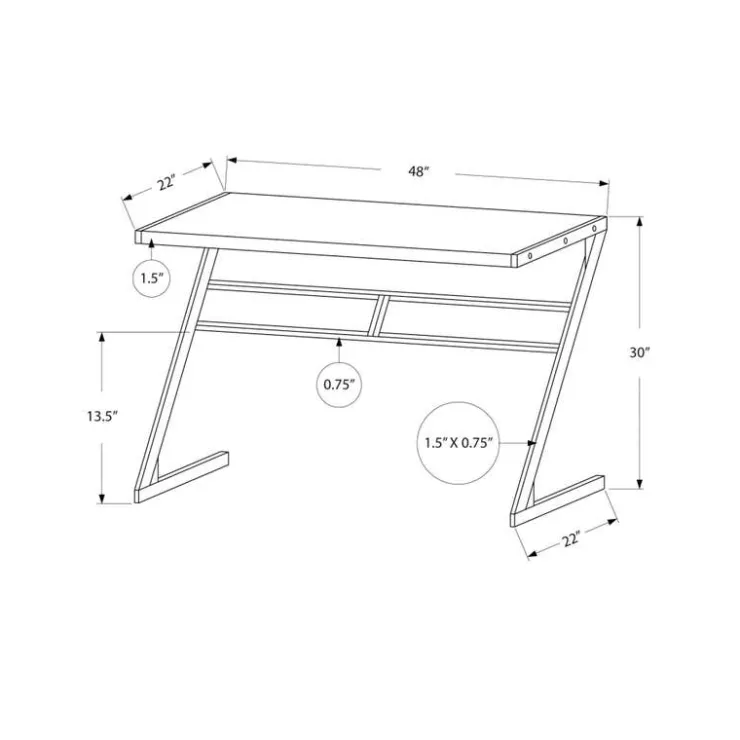 Monarch Computer desk - 48"l / / silver metal - Espresso Discount