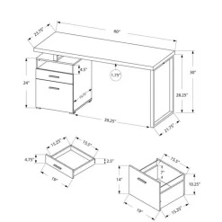 Monarch Computer desk - 60"l / / silver metal - Espresso Online
