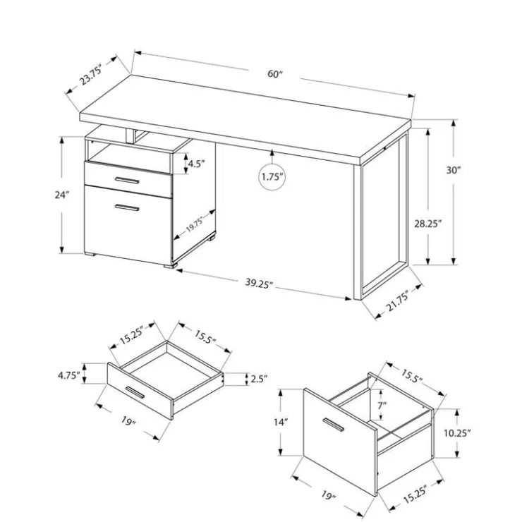 Monarch Computer desk - 60"l / / silver metal - Espresso Online