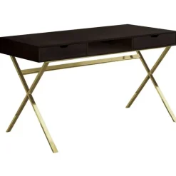 Monarch Computer desk - 48"l / / gold metal - Espresso Outlet